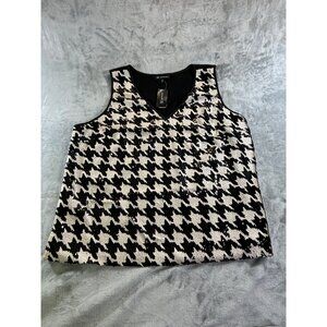 INC International Concepts tank top women's 3X Black and White Houndstooth NWT